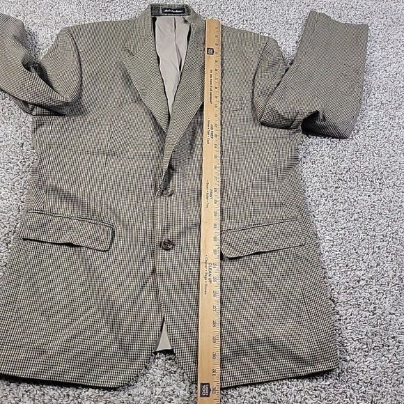 LAUREN Ralph Lauren Blazer Mens 42R Brown Houndstooth 100% Wool Sport Coat FLAW - Picture 4 of 9